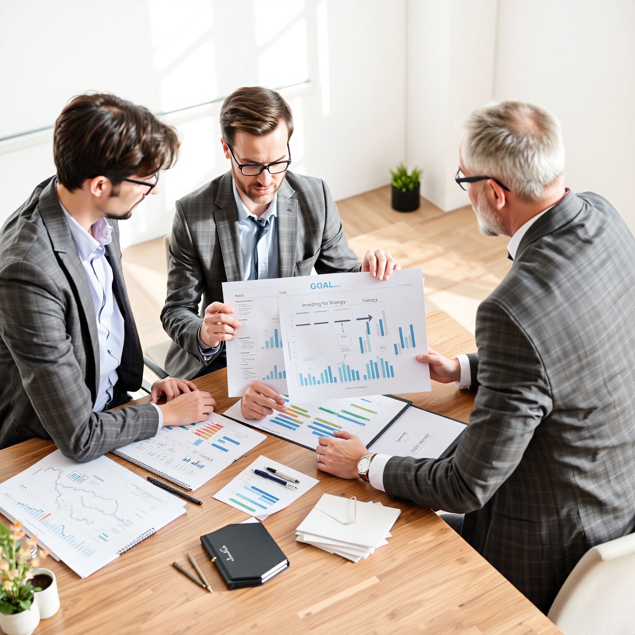 Financial advisor creating investment strategy with client