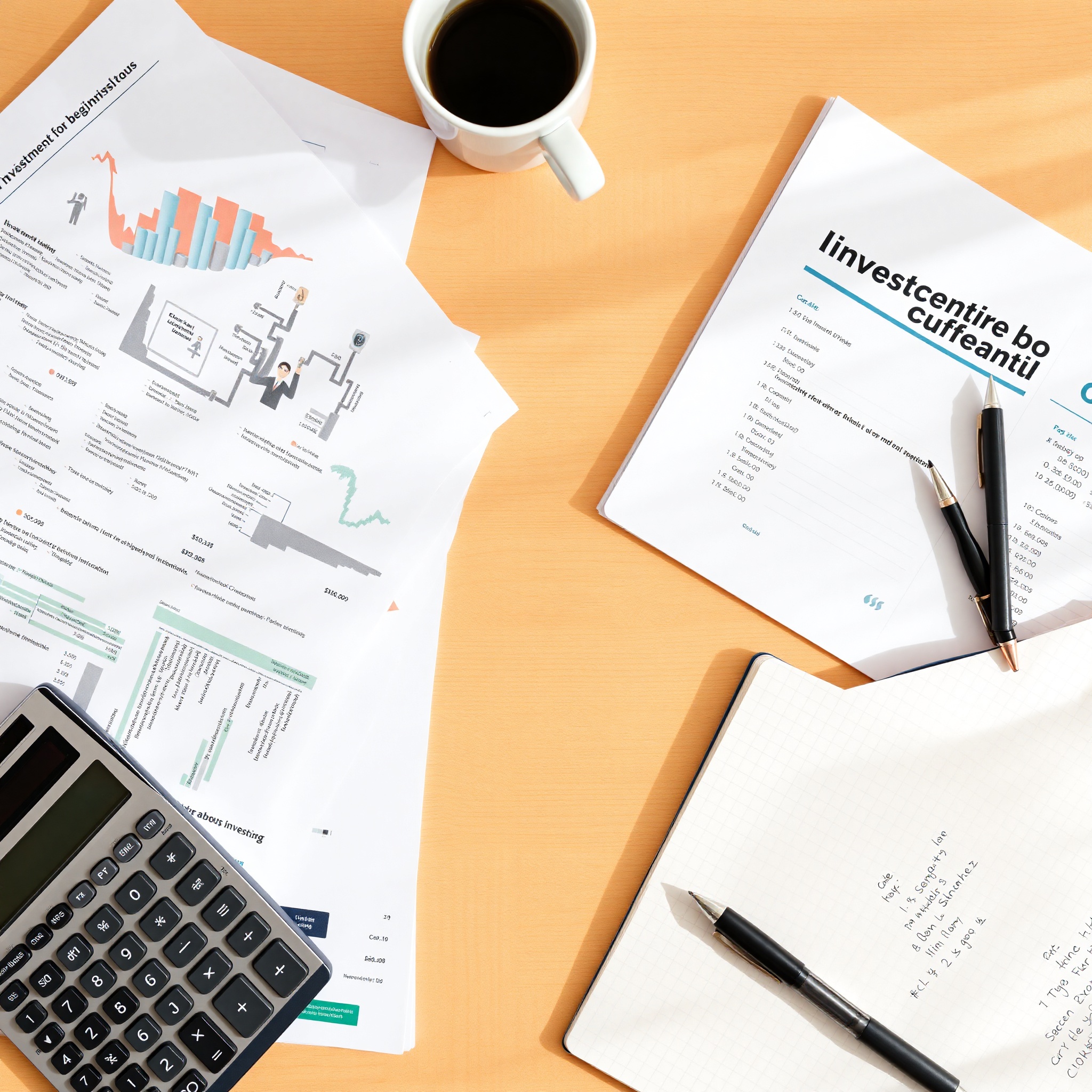Close-up of investment calculator and financial planning documents with calculator results