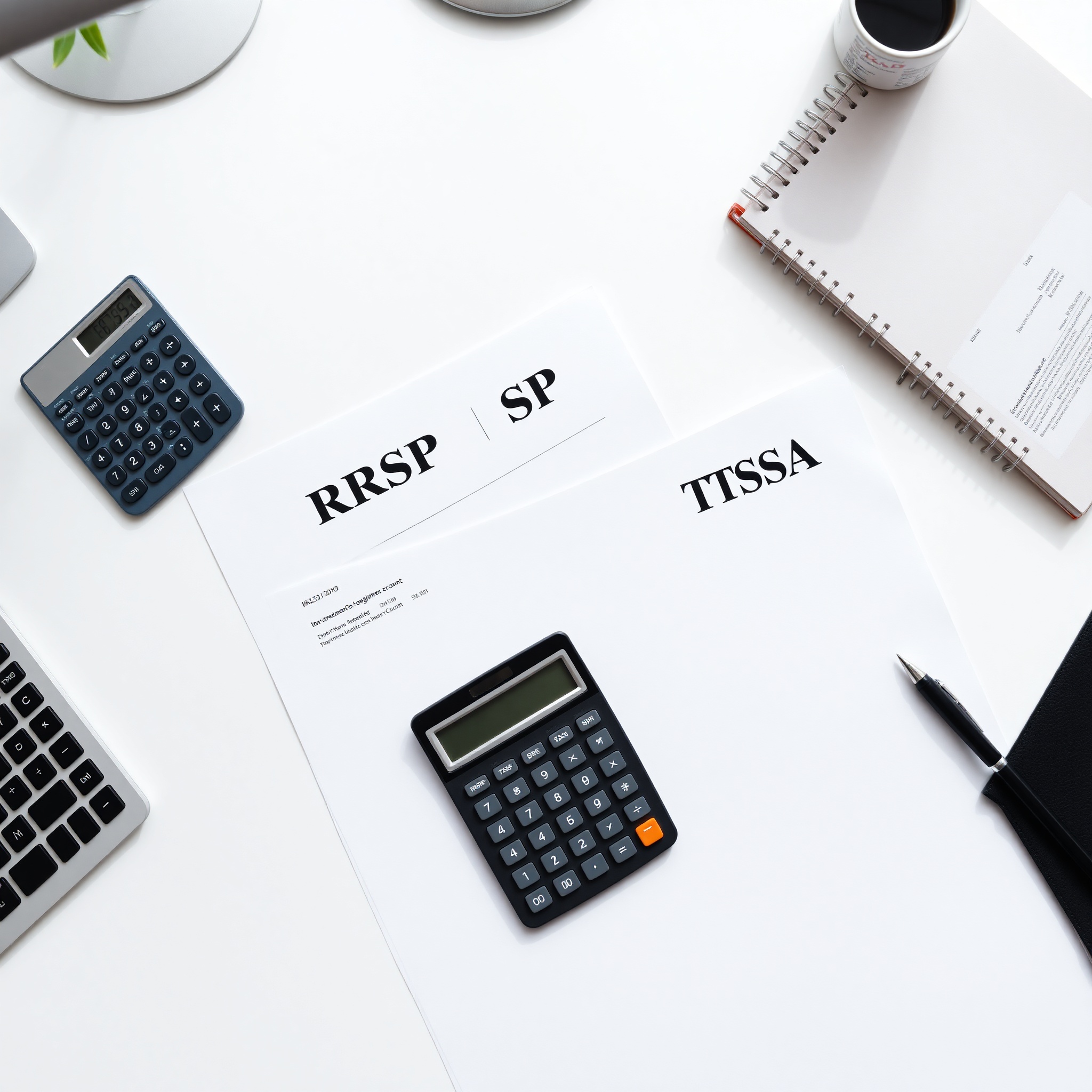Canadian RRSP and TFSA account documents with calculator